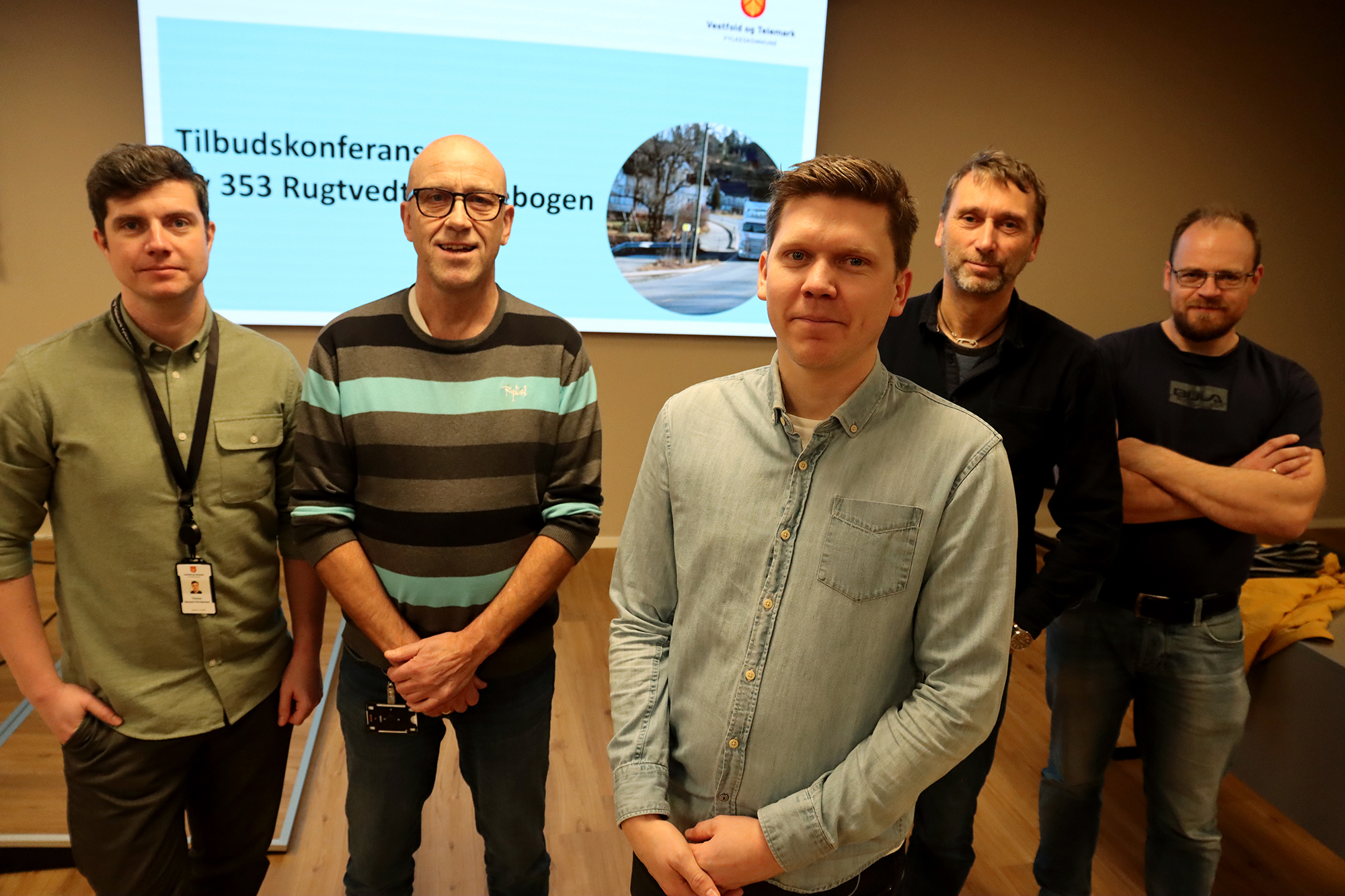 Ledergruppen som skal sørge for at byggingen av den nye Gassveien blir slik som planlagt. Lars Lund foran i midten.