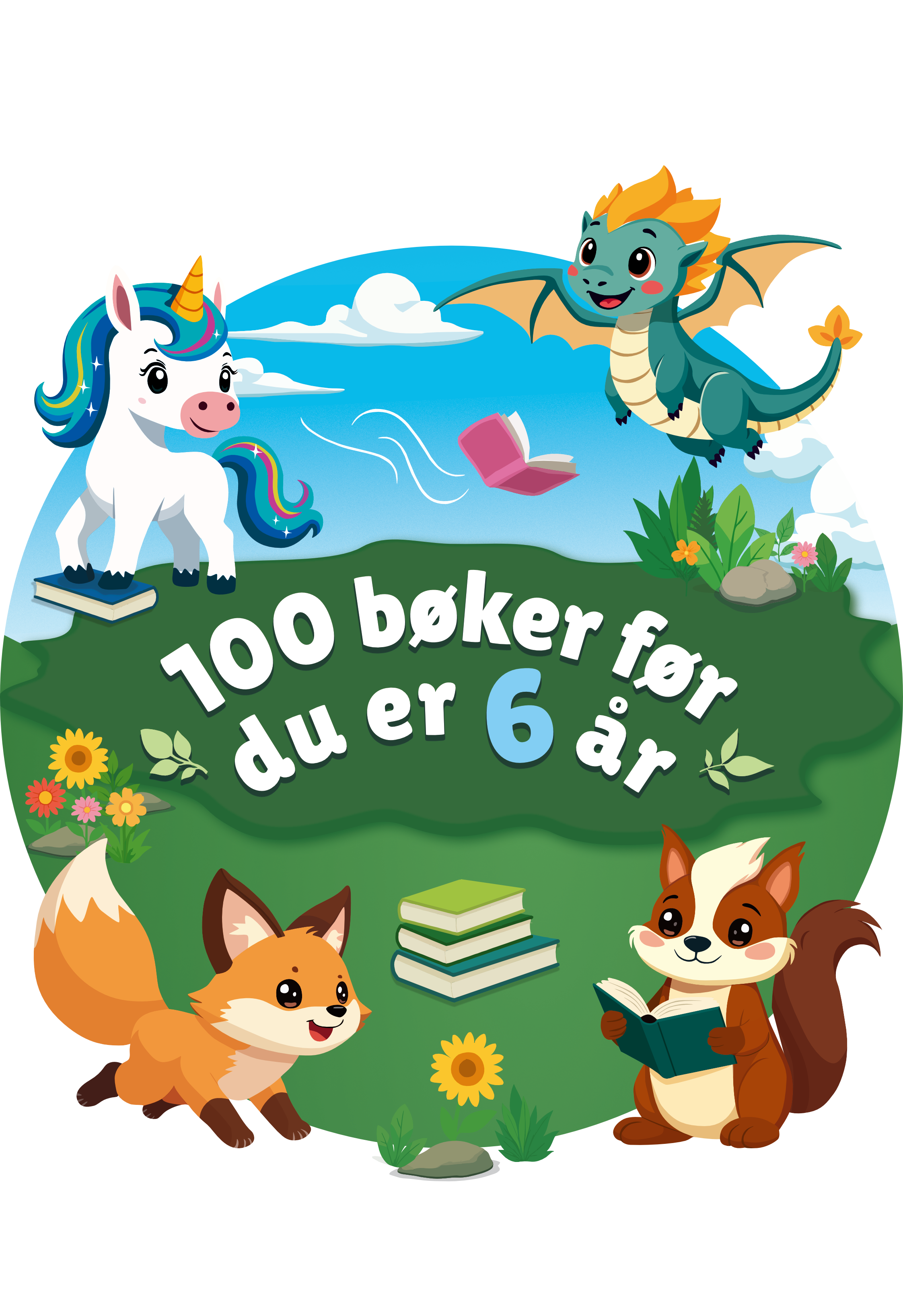 Illustrasjon som viser søte dyr.
