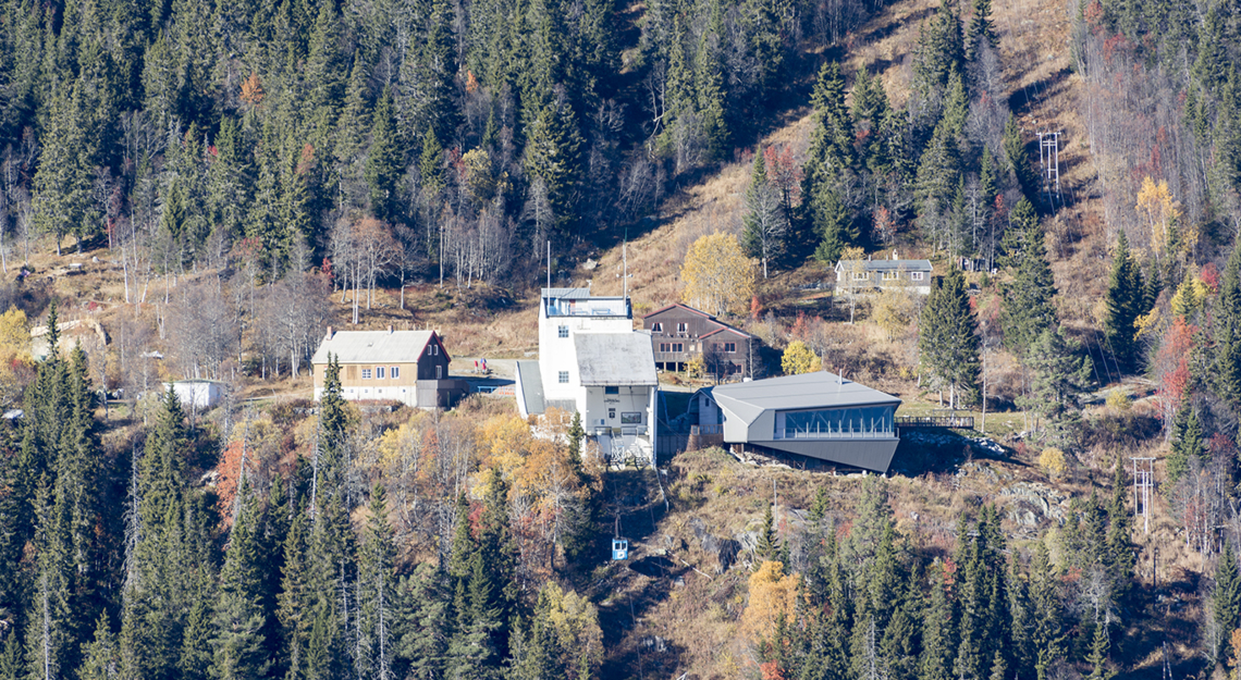 oversikt over bygningene øverst i Krossobanen